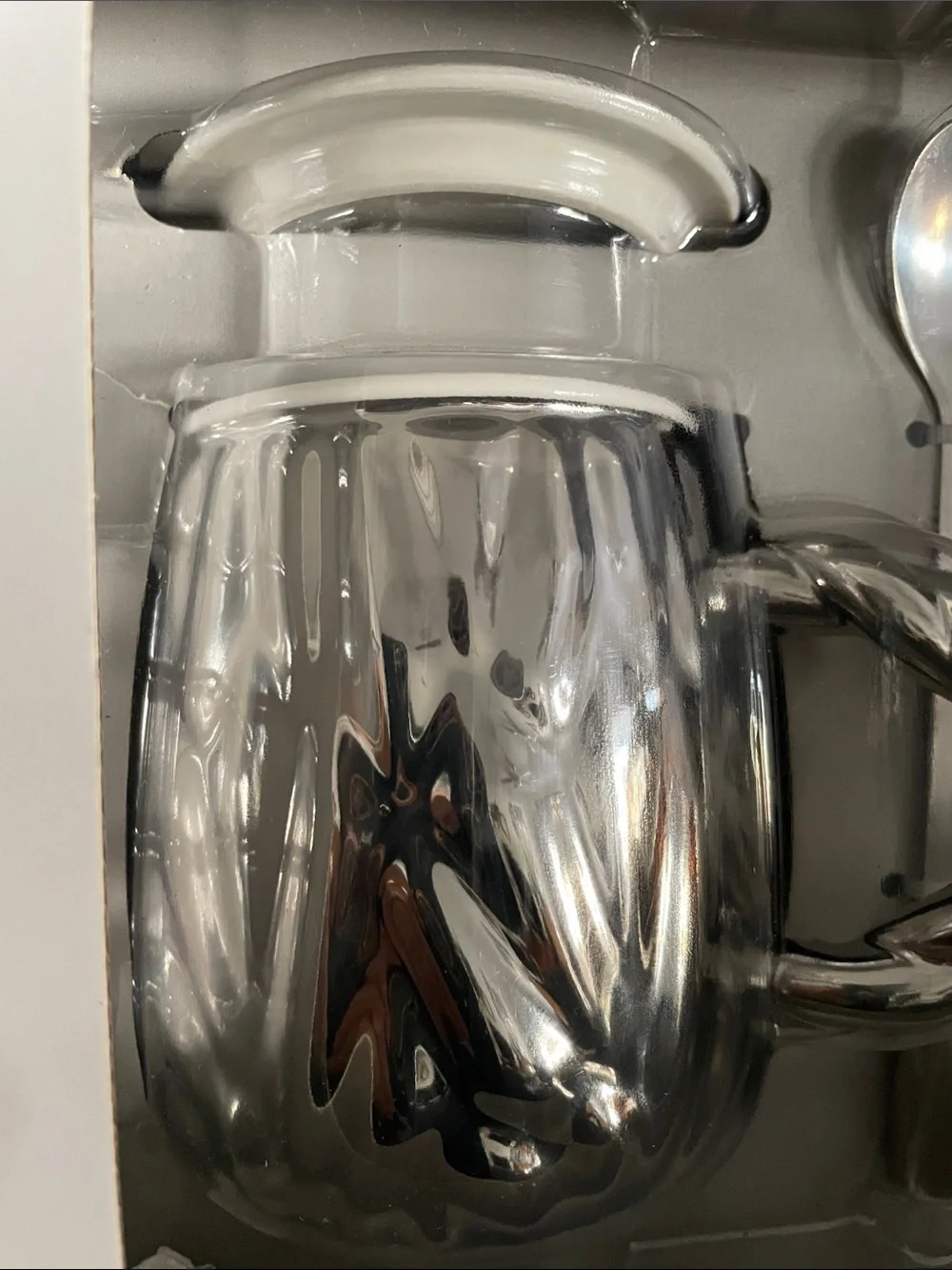 Delilah Wear Silver Ceramic Mug Warmer Set with Spoon